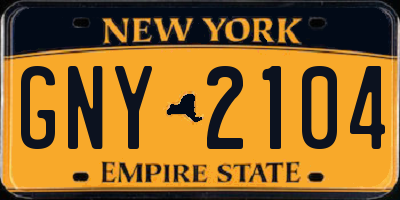 NY license plate GNY2104