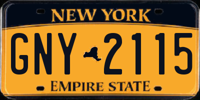 NY license plate GNY2115