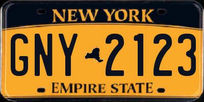 NY license plate GNY2123