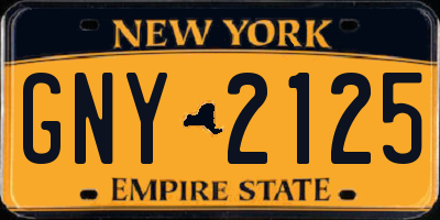 NY license plate GNY2125
