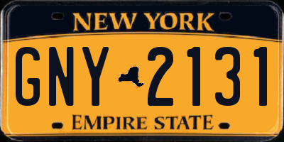 NY license plate GNY2131