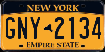 NY license plate GNY2134