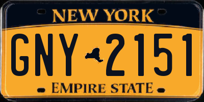 NY license plate GNY2151