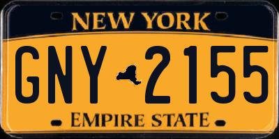 NY license plate GNY2155