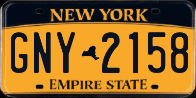 NY license plate GNY2158