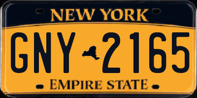 NY license plate GNY2165