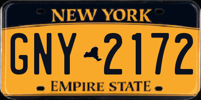 NY license plate GNY2172
