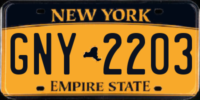 NY license plate GNY2203