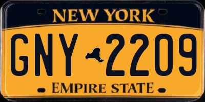 NY license plate GNY2209