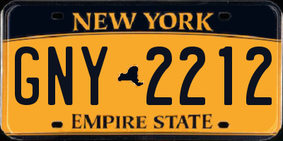 NY license plate GNY2212