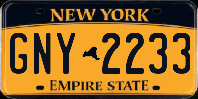 NY license plate GNY2233