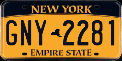 NY license plate GNY2281