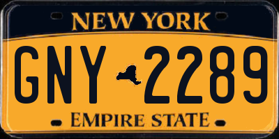 NY license plate GNY2289