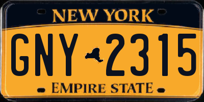 NY license plate GNY2315