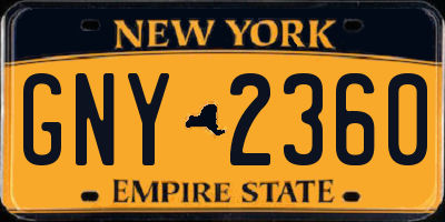 NY license plate GNY2360