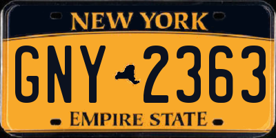 NY license plate GNY2363