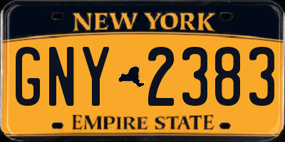 NY license plate GNY2383