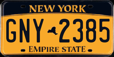 NY license plate GNY2385