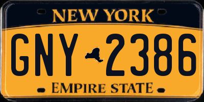 NY license plate GNY2386