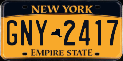 NY license plate GNY2417