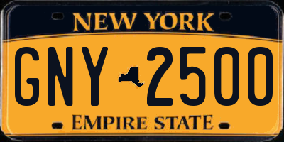 NY license plate GNY2500