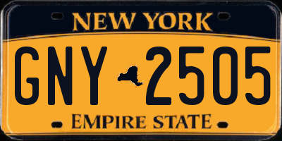 NY license plate GNY2505