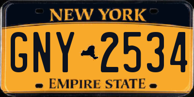 NY license plate GNY2534