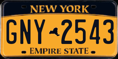 NY license plate GNY2543