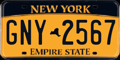 NY license plate GNY2567