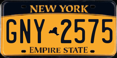 NY license plate GNY2575