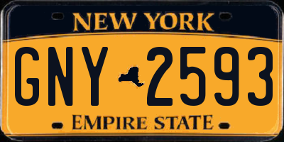 NY license plate GNY2593