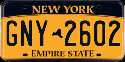 NY license plate GNY2602