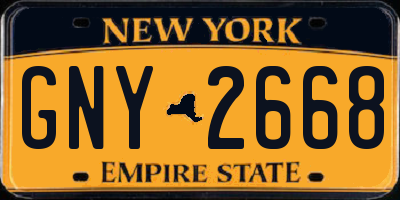 NY license plate GNY2668