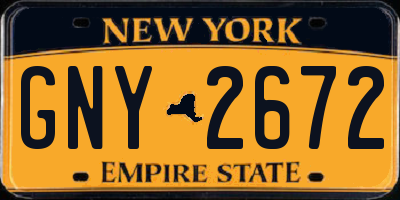 NY license plate GNY2672