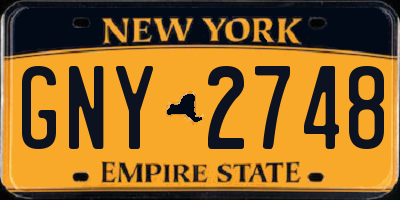 NY license plate GNY2748