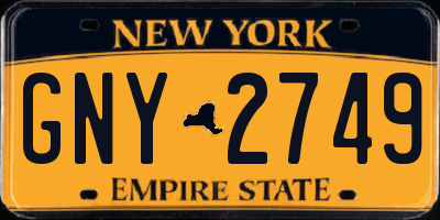 NY license plate GNY2749