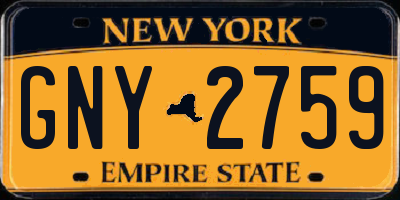 NY license plate GNY2759