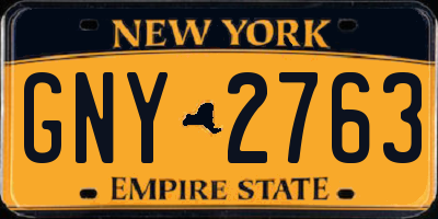 NY license plate GNY2763