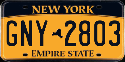 NY license plate GNY2803