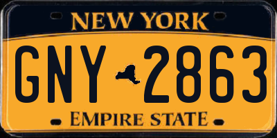 NY license plate GNY2863