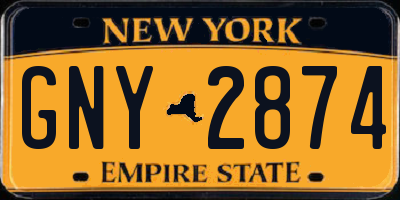 NY license plate GNY2874