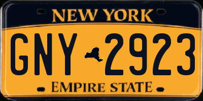 NY license plate GNY2923