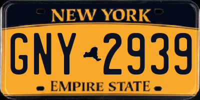 NY license plate GNY2939