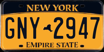 NY license plate GNY2947