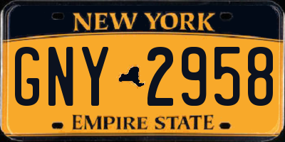 NY license plate GNY2958