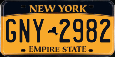 NY license plate GNY2982