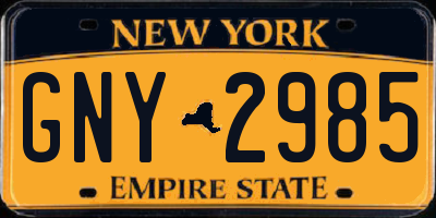 NY license plate GNY2985