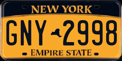 NY license plate GNY2998