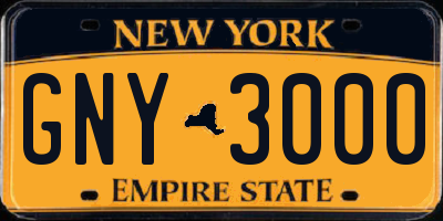 NY license plate GNY3000