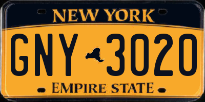 NY license plate GNY3020